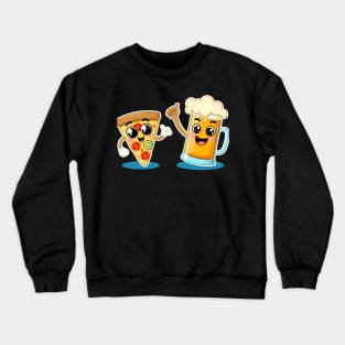 Funny Beer and Pizza Lover Crewneck Sweatshirt